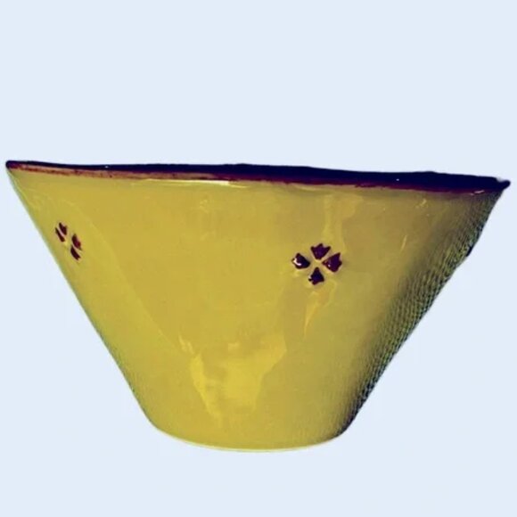 PIER 1 IMPORTS Handpainted Green Bowl TOSCO Stoneware Exclusive Embossed 6" - Picture 2 of 7